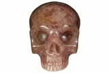 Realistic, Carved Strawberry Quartz Crystal Skull #150983-2